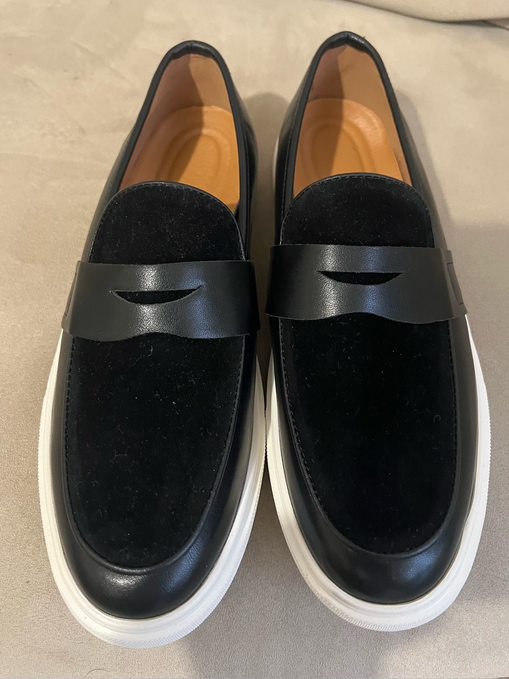 Men's Black Leather Penny Loafer Sneakers